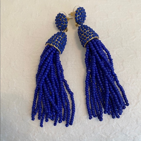 Cobalt Blue Piñata Tassel Earrings - Picture 2 of 2